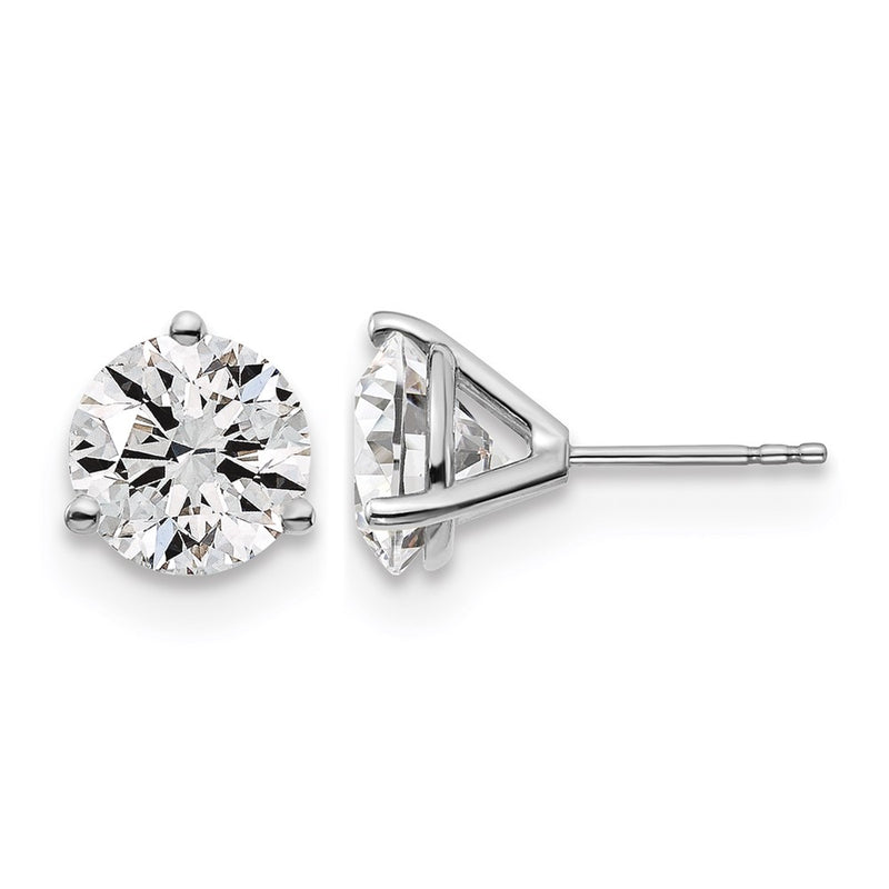 14K White Gold 5 Ctw Lab Grown Diamond Vs+ F+ Round 3 Prong Heavy Wt. Stud Earrings