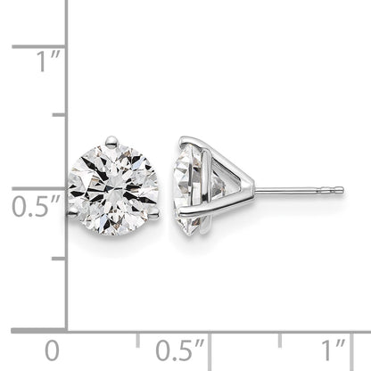 14K White Gold 6 Ctw Lab Grown Diamond Vs+ F+ Round 3 Prong Heavy Wt. Stud Earrings
