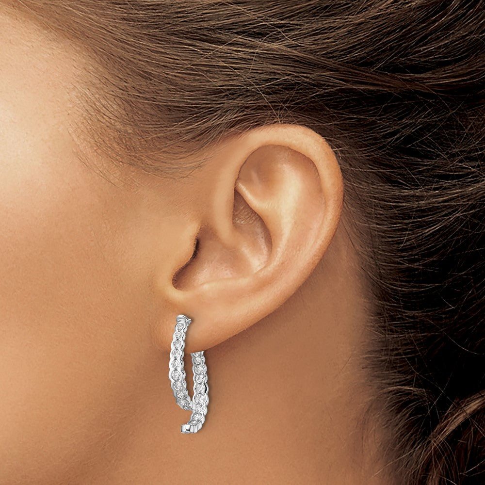 14k White Gold 1 1/2 Ct. Lab Grown Diamond VS/SI+ G+ Front and Back Dangle Post Earrings