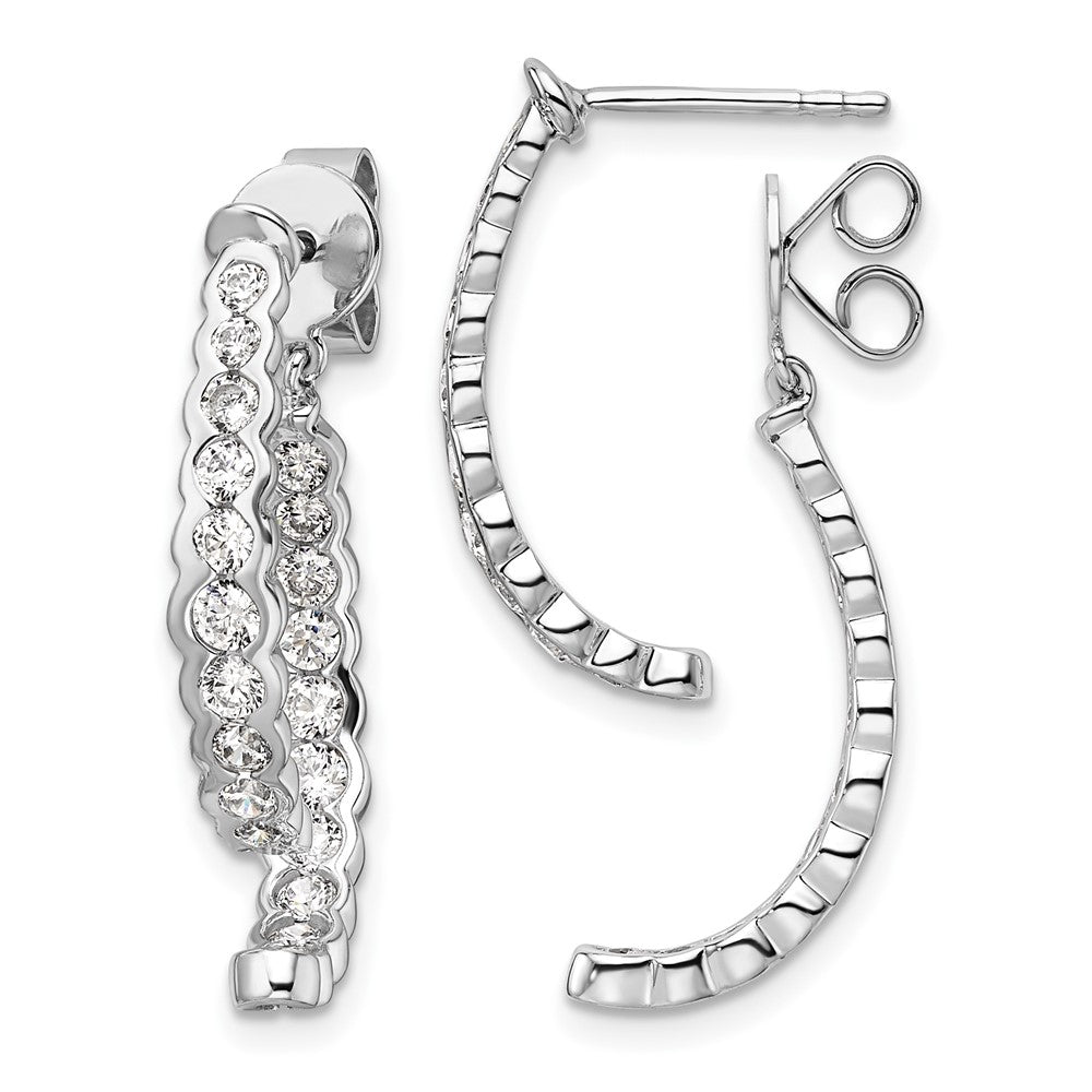 14k White Gold 1 1/2 Ct. Lab Grown Diamond VS/SI+ G+ Front and Back Dangle Post Earrings