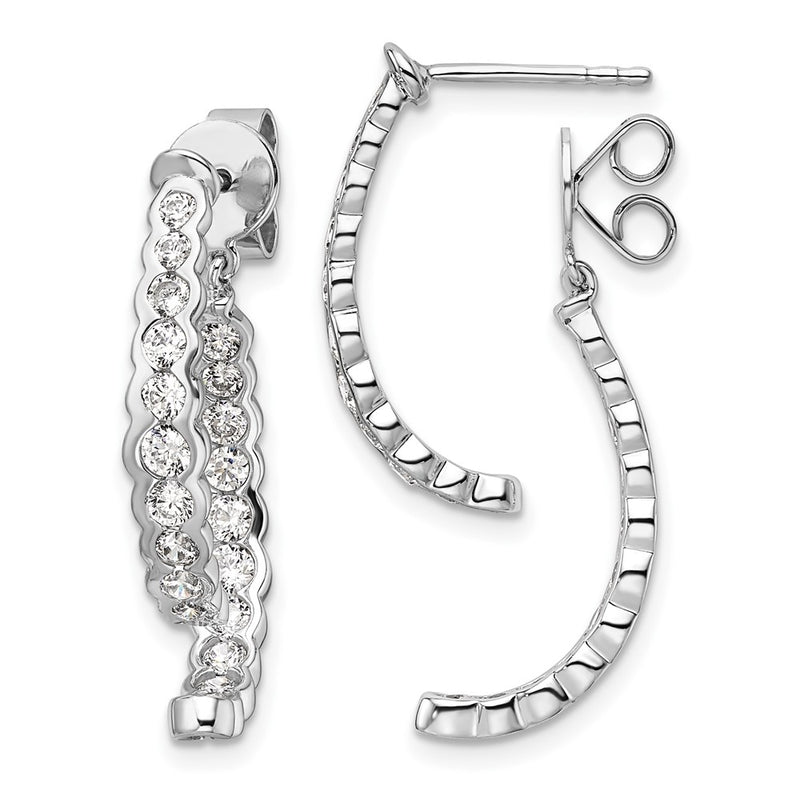 14k White Gold 1 1/2 Ct. Lab Grown Diamond VS/SI+ G+ Front and Back Dangle Post Earrings
