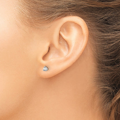 14K White Gold 1/4 Ctw Lab Grown Diamond Vs+ F+ Round 3 Prong Heavy Wt. Screwback Stud Earrings