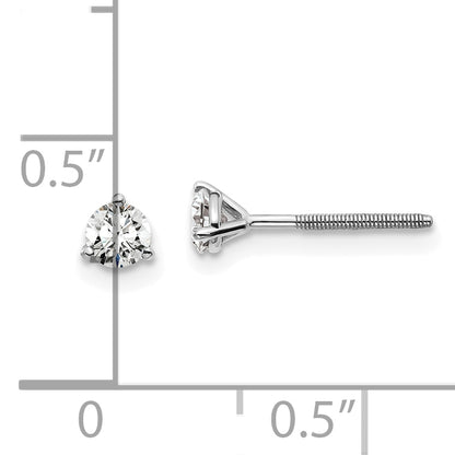 14K White Gold 1/3 Ctw Lab Grown Diamond Vs+ F+ Round 3 Prong Heavy Wt. Screwback Stud Earrings