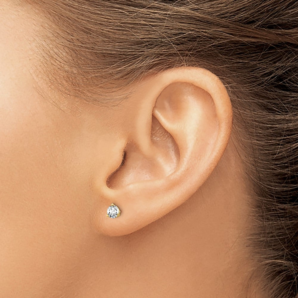 14K Yellow Gold 1/2 Ctw Lab Grown Diamond Vs+ F+ Round 3 Prong Heavy Wt. Screwback Stud Earrings