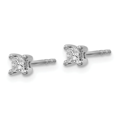 14k White Gold 1/4 ctw Lab Grown Diamond VS/SI+ G+ Princess 4 Prong Heavy Wt. Stud Earrings