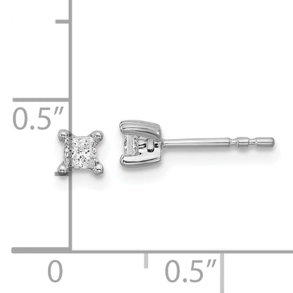 14k White Gold 1/4 ctw Lab Grown Diamond VS/SI+ G+ Princess 4 Prong Heavy Wt. Stud Earrings