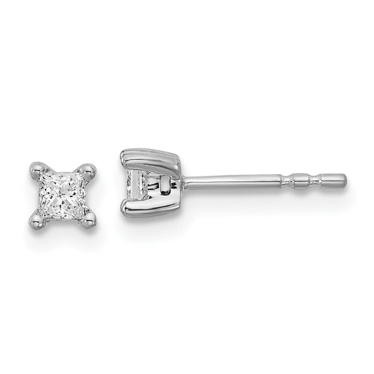 14K White Gold 1/4 Ctw Lab Grown Diamond Vs+ F+ Princess 4 Prong Heavy Wt. Stud Earrings