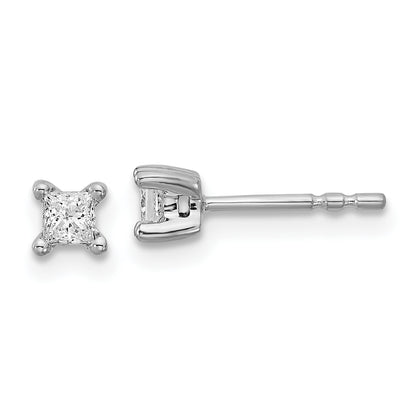 14k White Gold 1/4 ctw Lab Grown Diamond VS/SI+ G+ Princess 4 Prong Heavy Wt. Stud Earrings