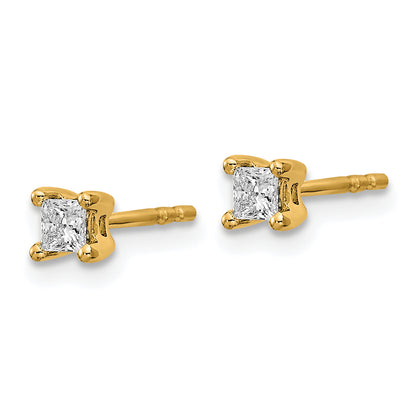 14K Yellow Gold 1/4 Ctw Lab Grown Diamond Vs+ F+ Princess 4 Prong Heavy Wt. Stud Earrings