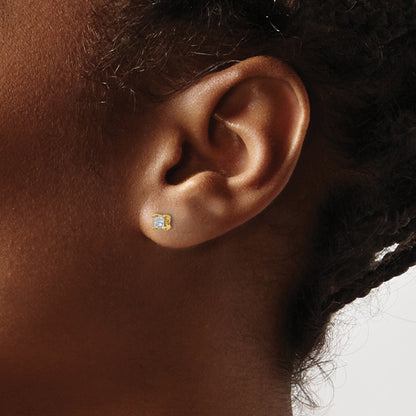 14K Yellow Gold 1/4 Ctw Lab Grown Diamond Vs+ F+ Princess 4 Prong Heavy Wt. Stud Earrings
