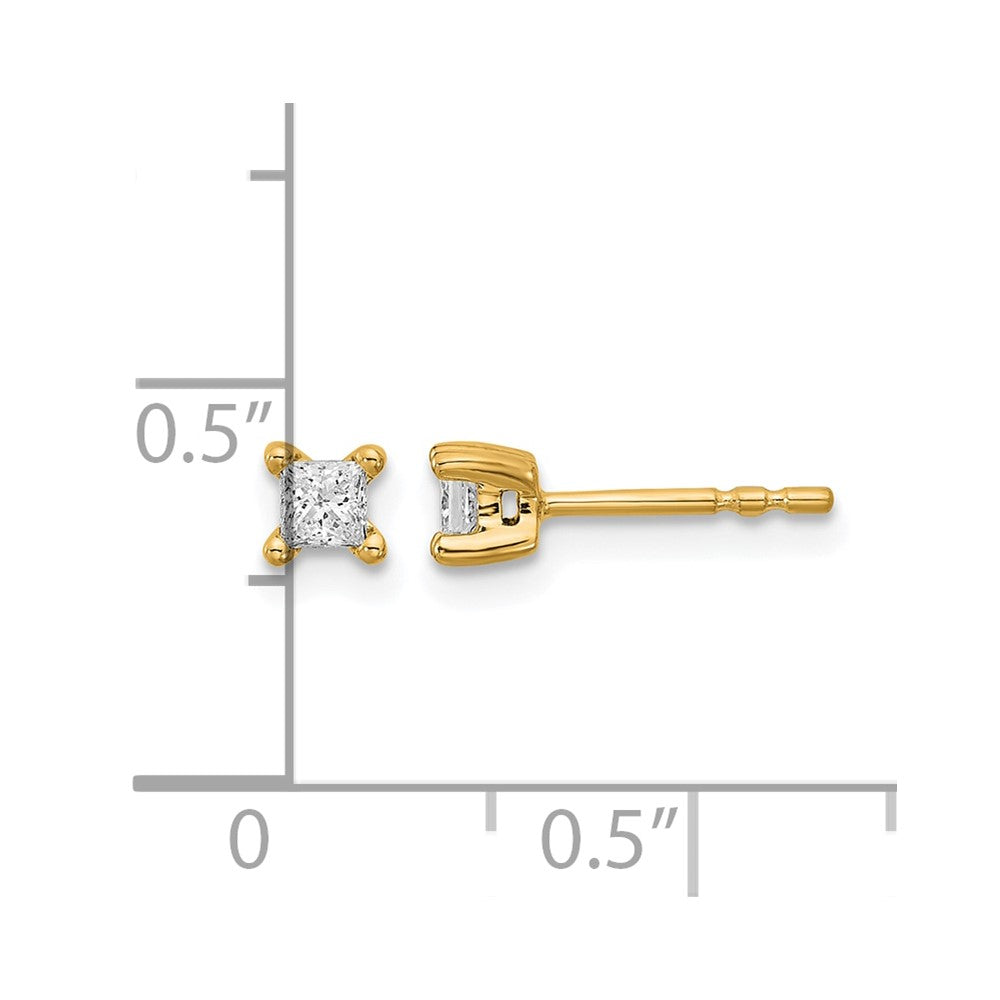 14k Yellow Gold 1/4 ctw Lab Grown Diamond VS/SI+ G+ Princess 4 Prong Heavy Wt. Stud Earrings