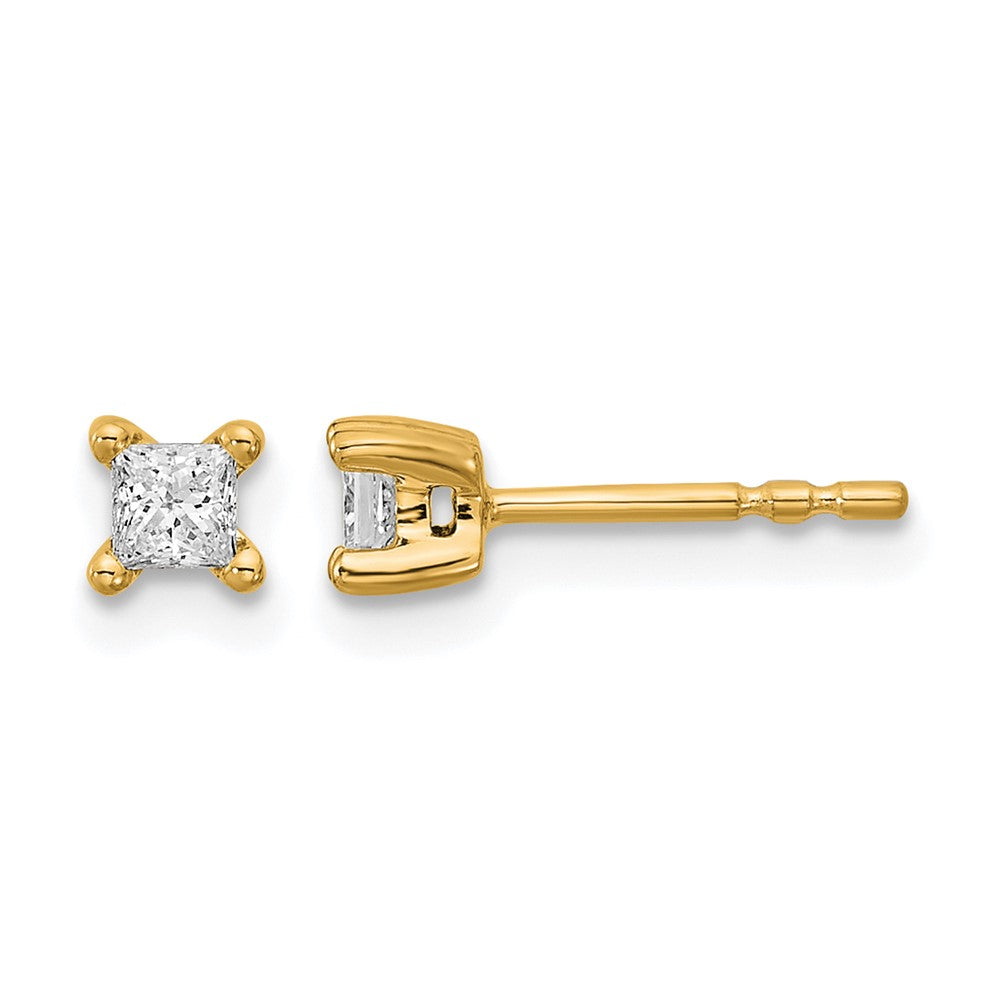 14k Yellow Gold 1/4 ctw Lab Grown Diamond VS/SI+ G+ Princess 4 Prong Heavy Wt. Stud Earrings