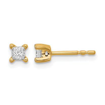 14k Yellow Gold 1/4 ctw Lab Grown Diamond VS/SI+ G+ Princess 4 Prong Heavy Wt. Stud Earrings