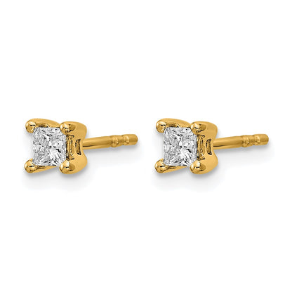 14K Yellow Gold 1/3 Ctw Lab Grown Diamond Vs+ F+ Princess 4 Prong Heavy Wt. Stud Earrings