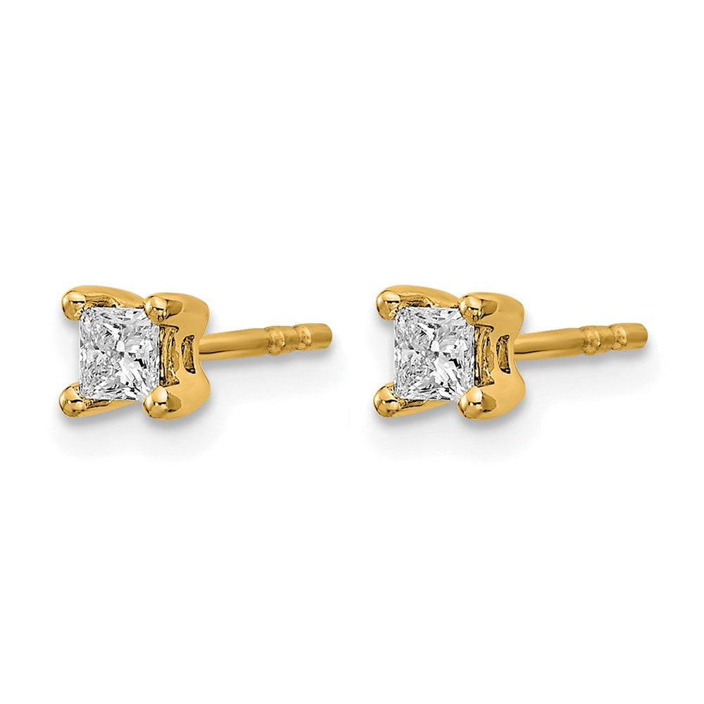 14k Yellow Gold 1/3 Ct. Lab Grown Diamond VS/SI+ G+ Princess Four Prong Stud Post Earrings