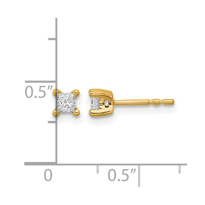 14k Yellow Gold 1/3 Ct. Lab Grown Diamond VS/SI+ G+ Princess Four Prong Stud Post Earrings