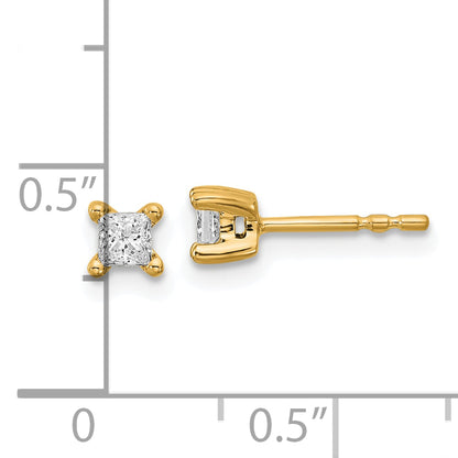 14K Yellow Gold 1/3 Ctw Lab Grown Diamond Vs+ F+ Princess 4 Prong Heavy Wt. Stud Earrings