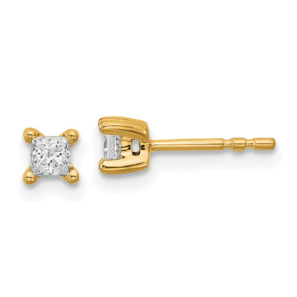 14K Yellow Gold 1/3 Ctw Lab Grown Diamond Vs+ F+ Princess 4 Prong Heavy Wt. Stud Earrings