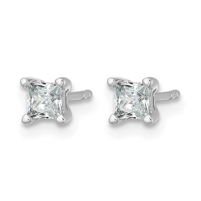 14k White Gold 1/2 ctw Certified Lab Grown Diamond VS/SI+ G+ Princess 4 Prong Heavy Wt. Stud Earrings