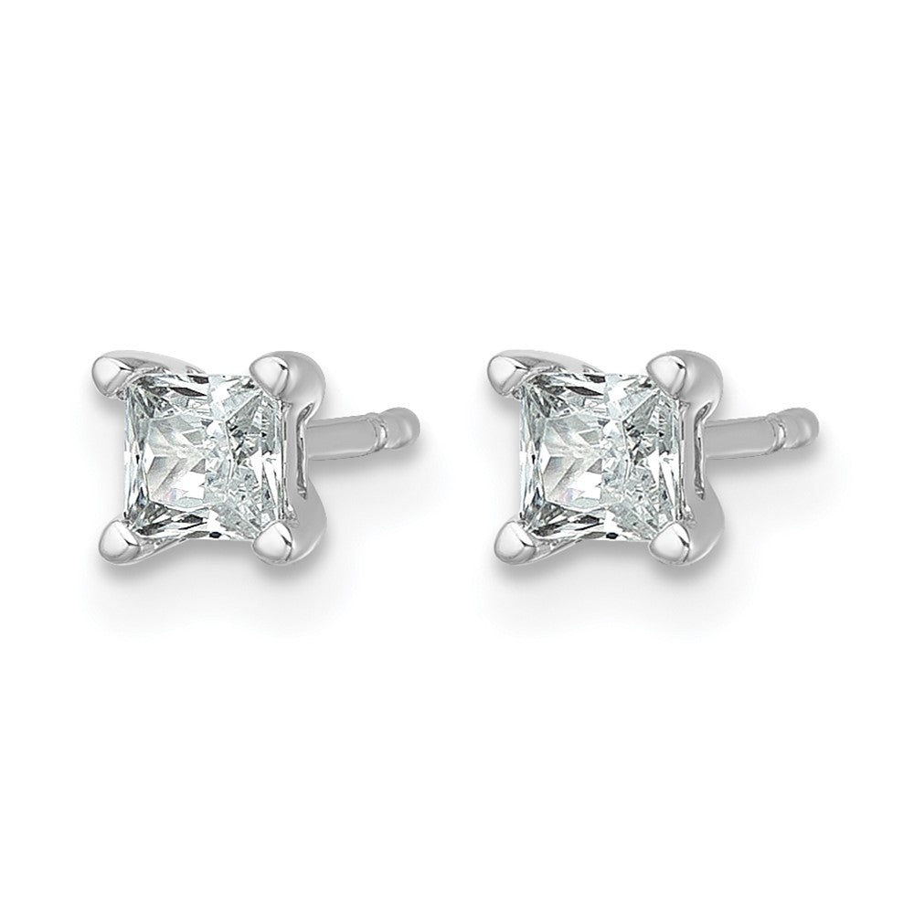 14K White Gold 1/2 Ctw Certified Lab Grown Diamond Vs+ F+ Princess 4 Prong Heavy Wt. Stud Earrings