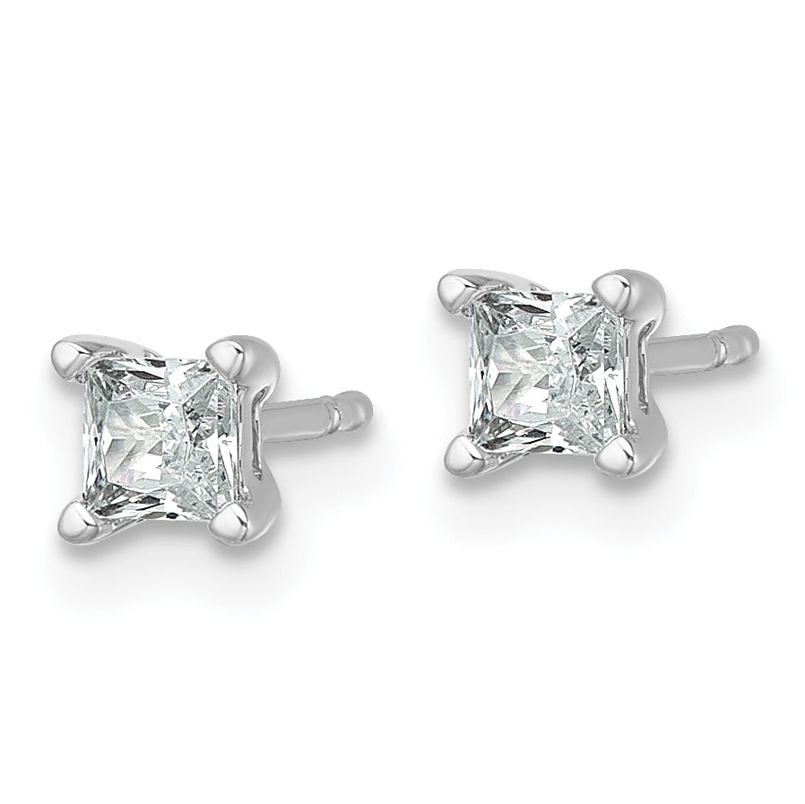14K White Gold 1/2 Ctw Certified Lab Grown Diamond Vs+ F+ Princess 4 Prong Heavy Wt. Stud Earrings