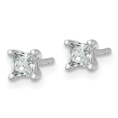 14K White Gold 1/2 Ctw Certified Lab Grown Diamond Vs+ F+ Princess 4 Prong Heavy Wt. Stud Earrings