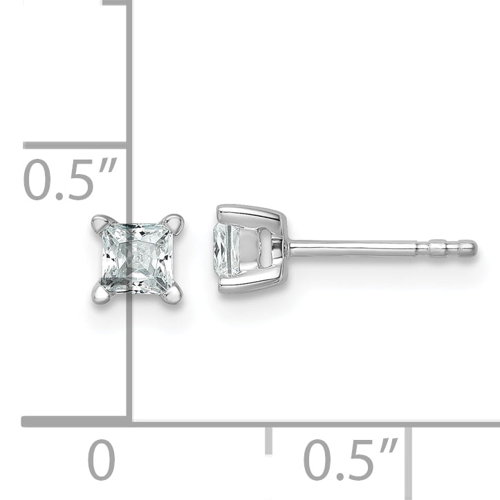 14K White Gold 1/2 Ctw Lab Grown Diamond Vs+ F+ Princess 4 Prong Heavy Wt. Stud Earrings
