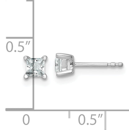 14K White Gold 1/2 Ctw Lab Grown Diamond Vs+ F+ Princess 4 Prong Heavy Wt. Stud Earrings