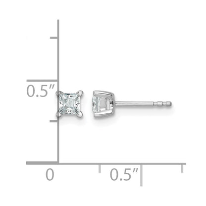 14k White Gold 1/2 ctw Lab Grown Diamond VS/SI+ G+ Princess 4 Prong Heavy Wt. Stud Earrings