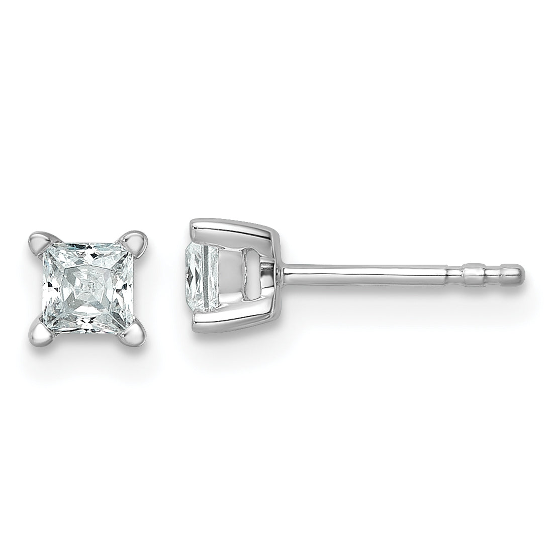 14K White Gold 1/2 Ctw Lab Grown Diamond Vs+ F+ Princess 4 Prong Heavy Wt. Stud Earrings