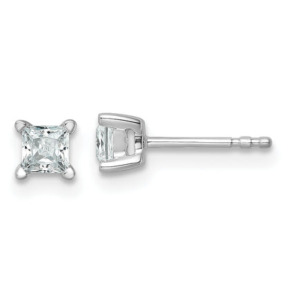 14K White Gold 1/2 Ctw Lab Grown Diamond Vs+ F+ Princess 4 Prong Heavy Wt. Stud Earrings