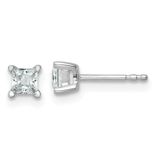 14K White Gold 1/2 Ctw Lab Grown Diamond Vs+ F+ Princess 4 Prong Heavy Wt. Stud Earrings