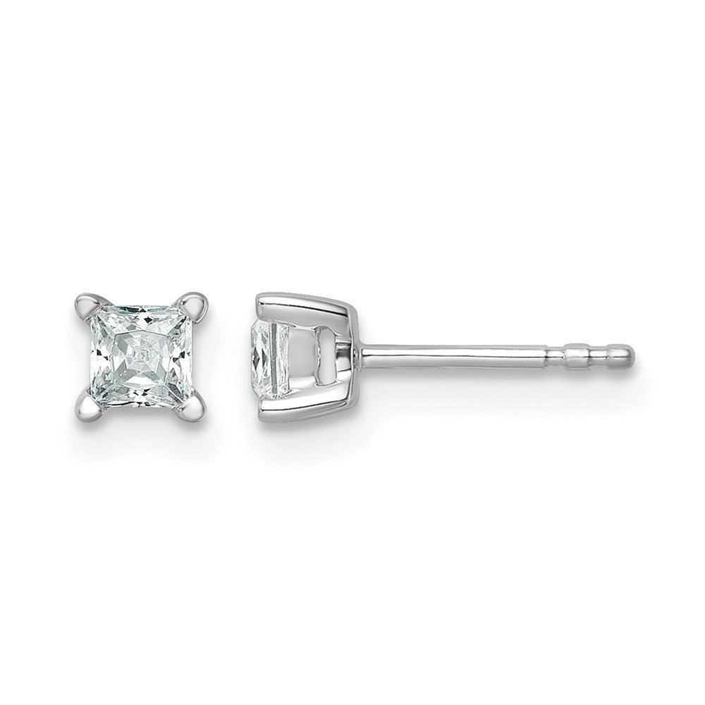 14K White Gold 1/2 Ctw Certified Lab Grown Diamond Vs+ F+ Princess 4 Prong Heavy Wt. Stud Earrings