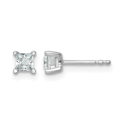 14K White Gold 1/2 Ctw Certified Lab Grown Diamond Vs+ F+ Princess 4 Prong Heavy Wt. Stud Earrings