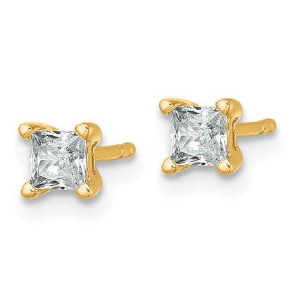 14K Yellow Gold 1/2 Ctw Lab Grown Diamond Vs+ F+ Princess 4 Prong Heavy Wt. Stud Earrings