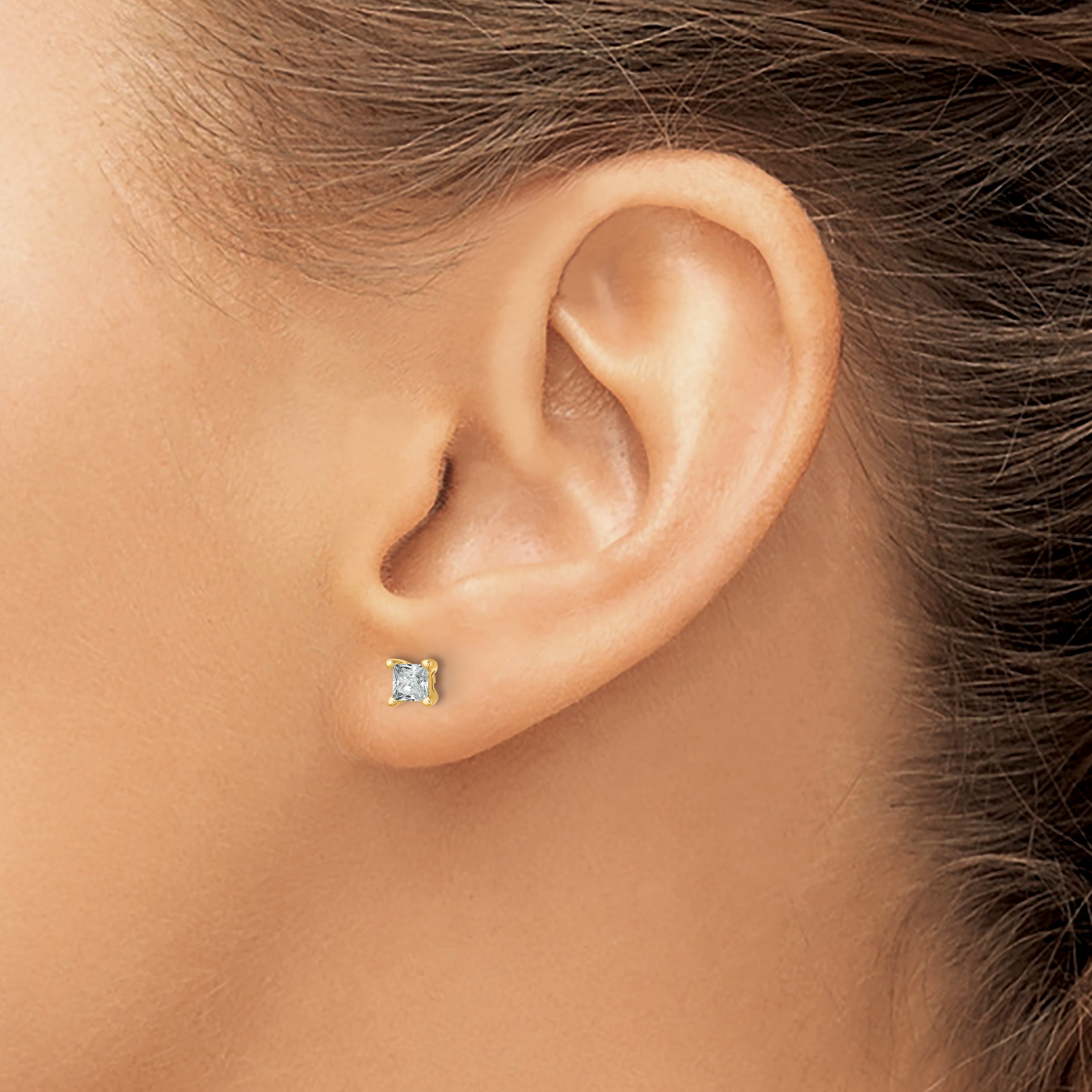 14K Yellow Gold 1/2 Ctw Lab Grown Diamond Vs+ F+ Princess 4 Prong Heavy Wt. Stud Earrings