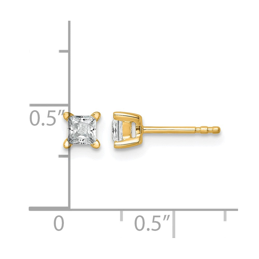 14k Yellow Gold 1/2 Ct. Lab Grown Diamond VS/SI+ G+ Princess Four Prong Stud Post Earrings