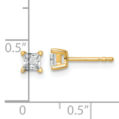 14K Yellow Gold 1/2 Ctw Lab Grown Diamond Vs+ F+ Princess 4 Prong Heavy Wt. Stud Earrings
