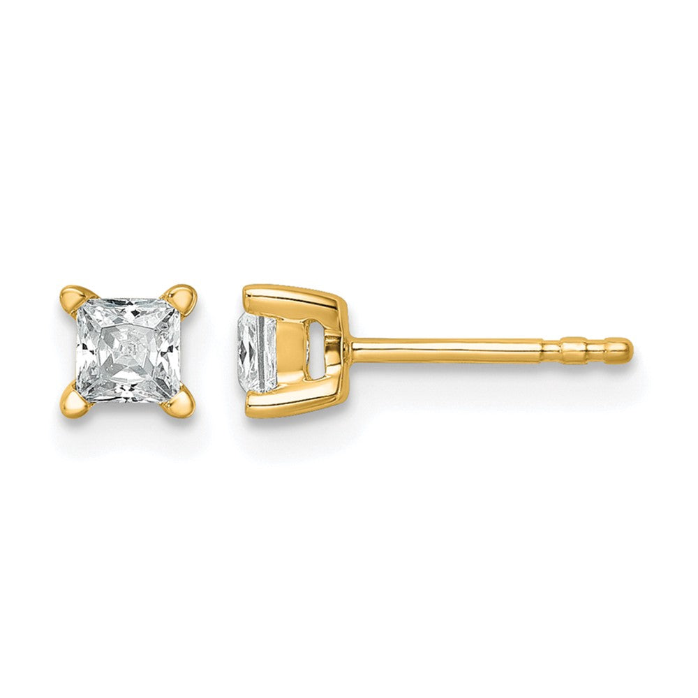 14k Yellow Gold 1/2 Ct. Lab Grown Diamond VS/SI+ G+ Princess Four Prong Stud Post Earrings