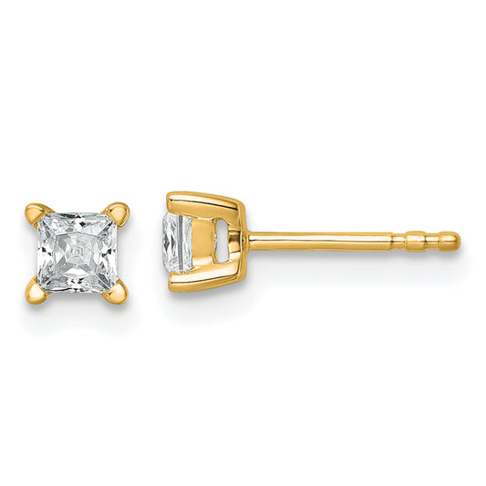 14K Yellow Gold 1/2 Ctw Lab Grown Diamond Vs+ F+ Princess 4 Prong Heavy Wt. Stud Earrings