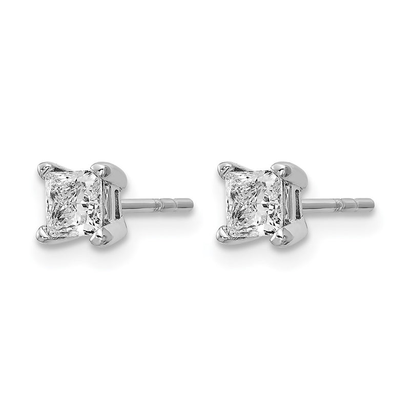 14K White Gold 2/3 Ctw Certified Lab Grown Diamond Vs+ F+ Princess 4 Prong Heavy Wt. Stud Earrings