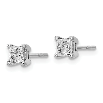 14K White Gold 2/3 Ctw Lab Grown Diamond Vs+ F+ Princess 4 Prong Heavy Wt. Stud Earrings