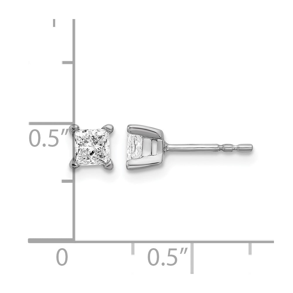 14K White Gold 2/3 Ctw Certified Lab Grown Diamond Vs+ F+ Princess 4 Prong Heavy Wt. Stud Earrings