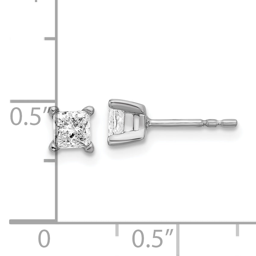 14K White Gold 2/3 Ctw Lab Grown Diamond Vs+ F+ Princess 4 Prong Heavy Wt. Stud Earrings
