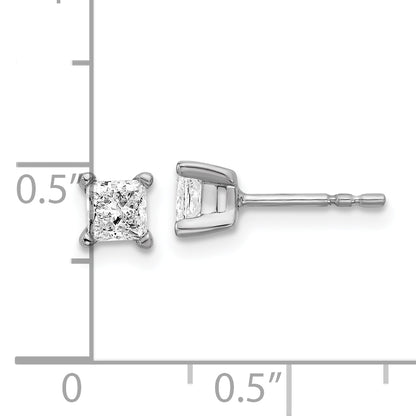 14K White Gold 2/3 Ctw Lab Grown Diamond Vs+ F+ Princess 4 Prong Heavy Wt. Stud Earrings