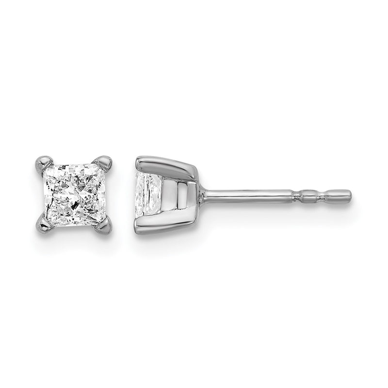 14K White Gold 2/3 Ctw Certified Lab Grown Diamond Vs+ F+ Princess 4 Prong Heavy Wt. Stud Earrings