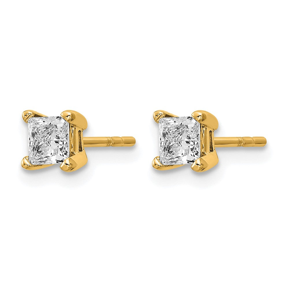 14k Yellow Gold 2/3 ctw Lab Grown Diamond VS/SI+ G+ Princess 4 Prong Heavy Wt. Stud Earrings