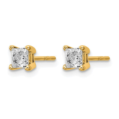 14k Yellow Gold 2/3 ctw Lab Grown Diamond VS/SI+ G+ Princess 4 Prong Heavy Wt. Stud Earrings