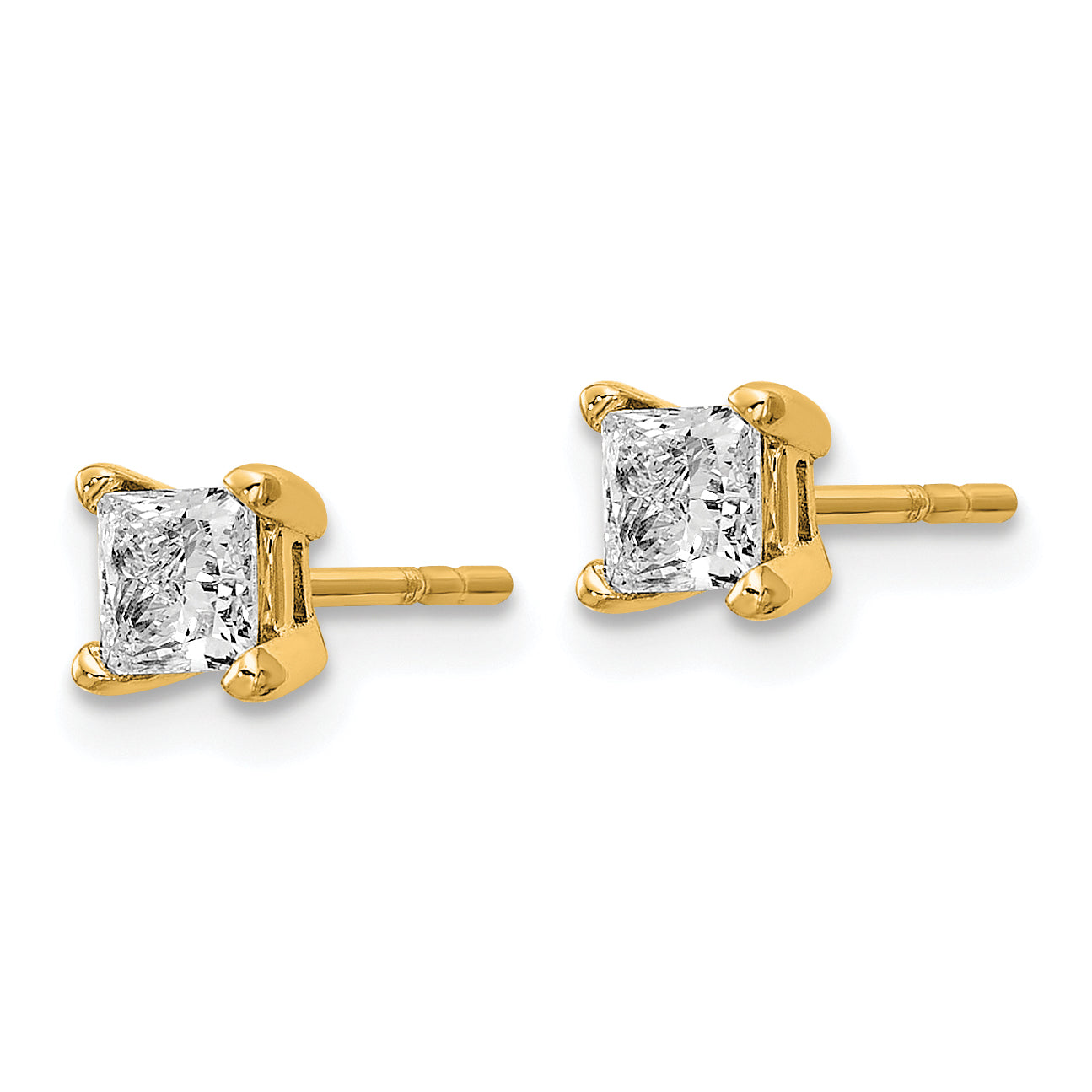 14k Yellow Gold 2/3 ctw Certified Lab Grown Diamond VS/SI+ G+ Princess 4 Prong Heavy Wt. Stud Earrings