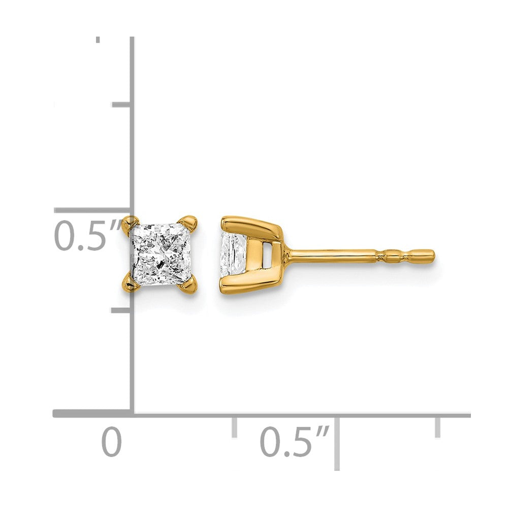 14k Yellow Gold 2/3 ctw Lab Grown Diamond VS/SI+ G+ Princess 4 Prong Heavy Wt. Stud Earrings